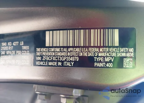2016 Fiat 500X Trekking from USA, damaged, VIN ZFBCFXCT3GP354979
